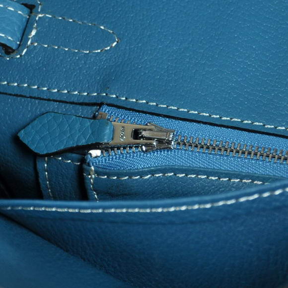 Hermes Birkin 25CM Tote Bags Togo Leather Blue Silver