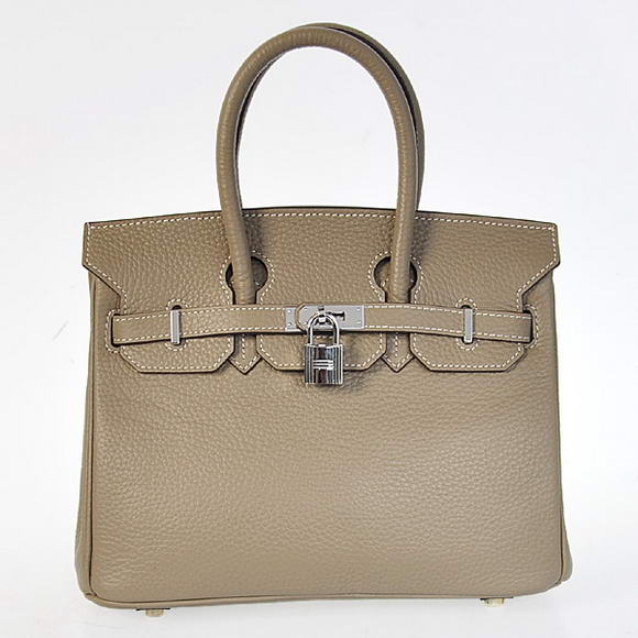 Hermes Birkin 25CM Tote Bags Togo Leather Dark Grey Silver