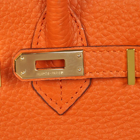 Hermes Birkin 25CM Tote Bags Togo Leather Orange Godlen