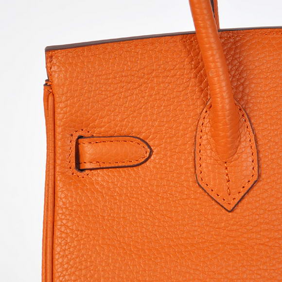 Hermes Birkin 25CM Tote Bags Togo Leather Orange Silver