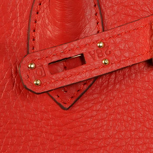 Hermes Birkin 25CM Tote Bags Togo Leather Red Godlen