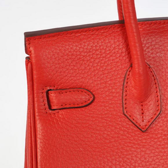 Hermes Birkin 25CM Tote Bags Togo Leather Red Silver