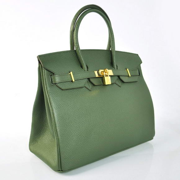 Hermes Birkin 35CM Tote Bags Togo Leather Amy Green Golden