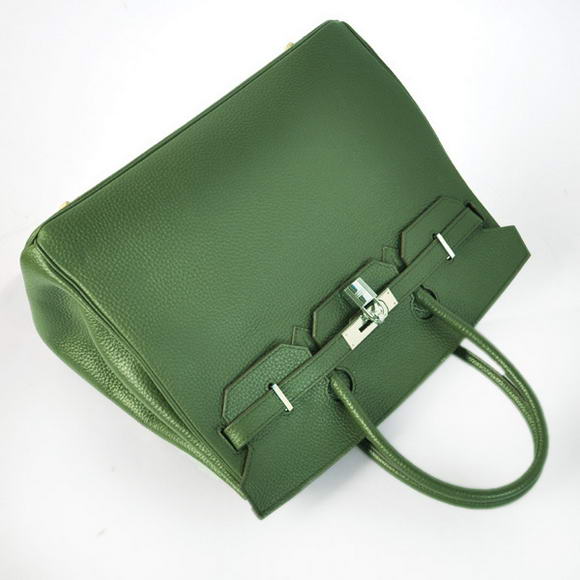 Hermes Birkin 35CM Tote Bags Togo Leather Amy Green Silver