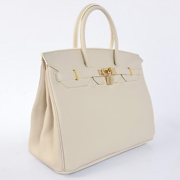 Hermes Birkin 35CM Tote Bags Togo Leather Beige Golden