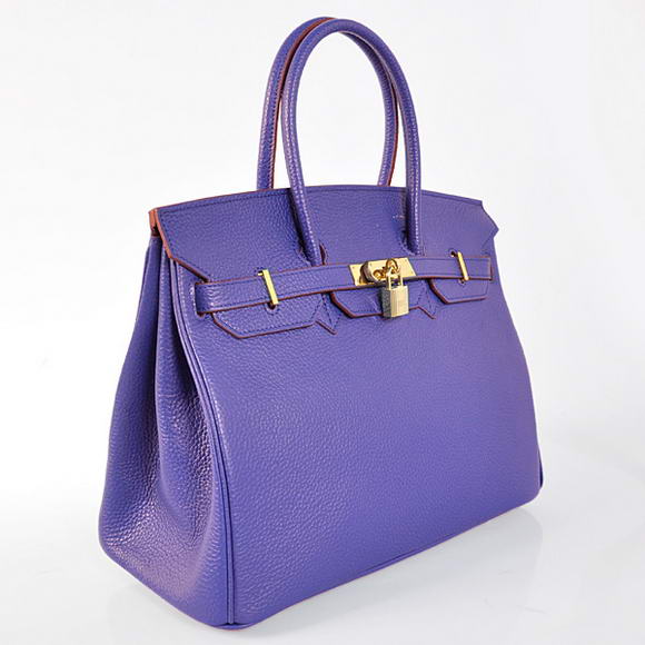 Hermes Birkin 35CM Tote Bags Togo Leather Blue Golden