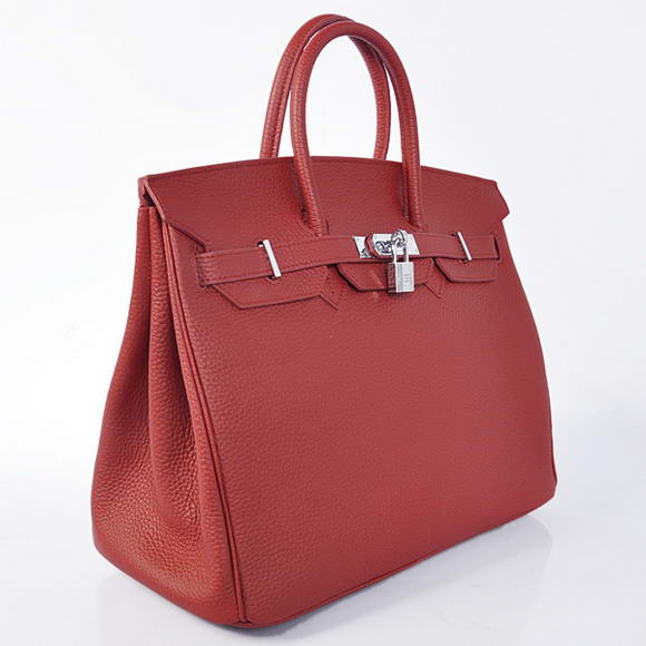 Hermes Birkin 35CM Tote Bags Togo Leather Bordeaux Silver