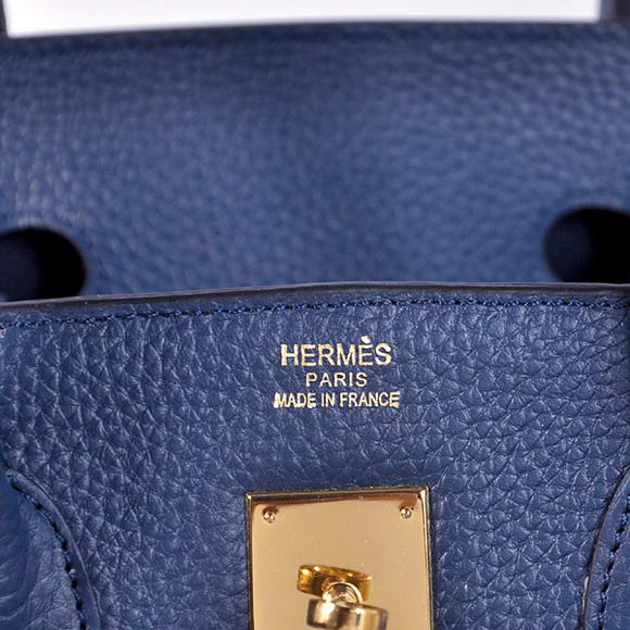 Hermes Birkin 35CM Tote Bags Togo Leather Dark Blue Golden