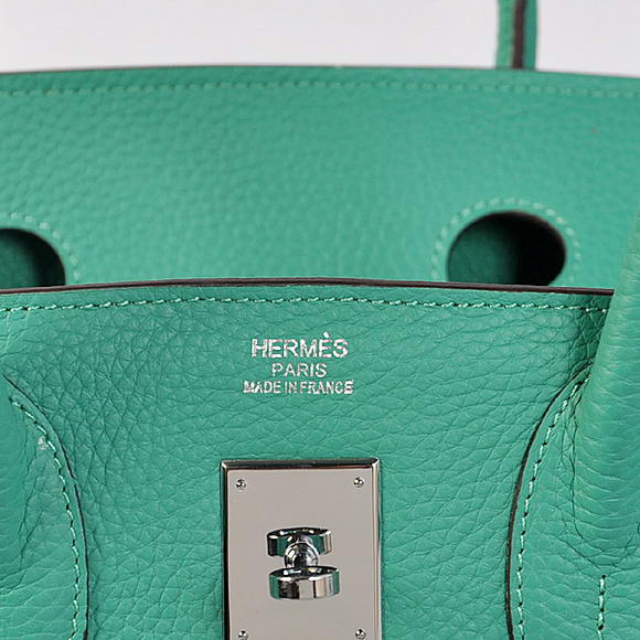 Hermes Birkin 35CM Tote Bags Togo Leather Green Silver