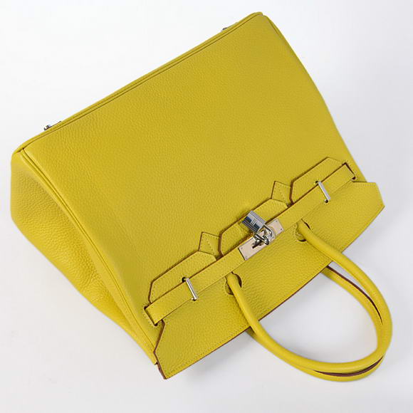 Hermes Birkin 35CM Tote Bags Togo Leather Lemon Silver