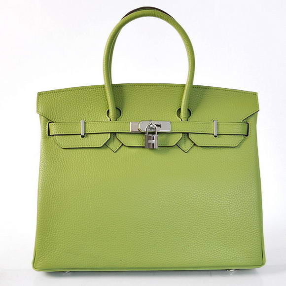 Hermes Birkin 35CM Tote Bags Togo Leather Light Green Silver