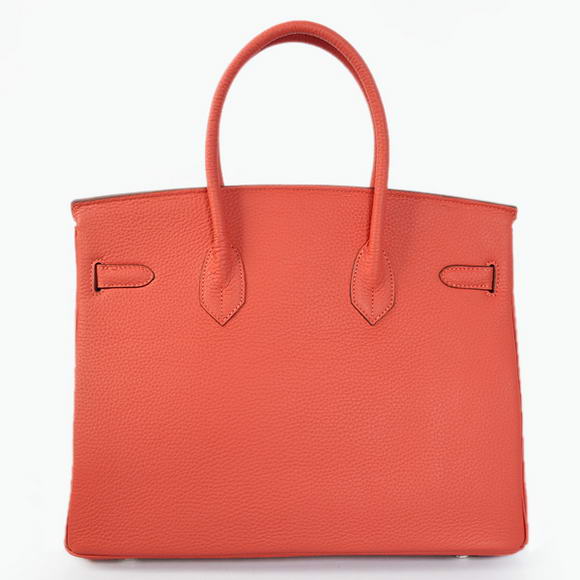 Hermes Birkin 35CM Tote Bags Togo Leather Light Red Silver