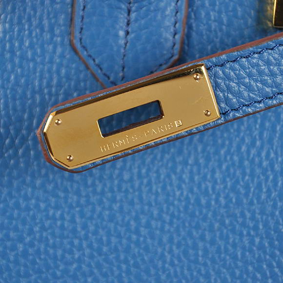 Hermes Birkin 35CM Tote Bags Togo Leather Mid Blue Golden