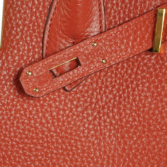 Hermes Birkin 35CM Tote Bags Togo Leather Mid Red Golden