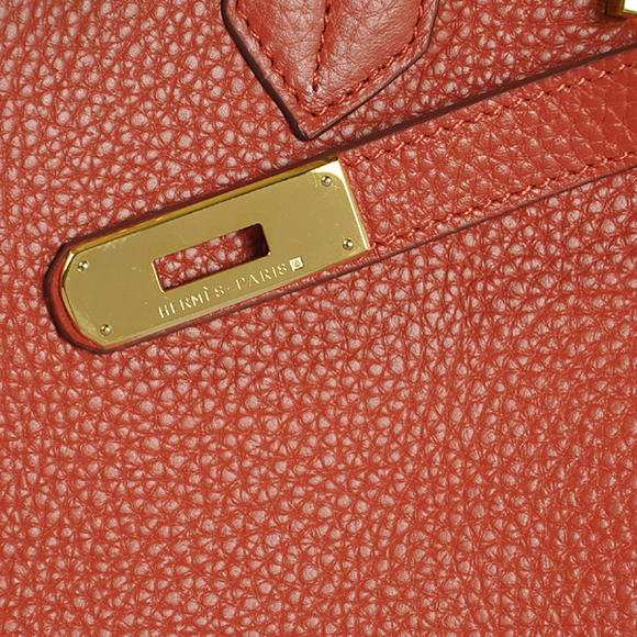 Hermes Birkin 35CM Tote Bags Togo Leather Mid Red Golden