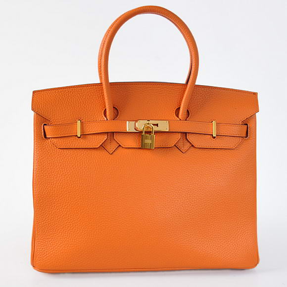 Hermes Birkin 35CM Tote Bags Togo Leather Orange Golden