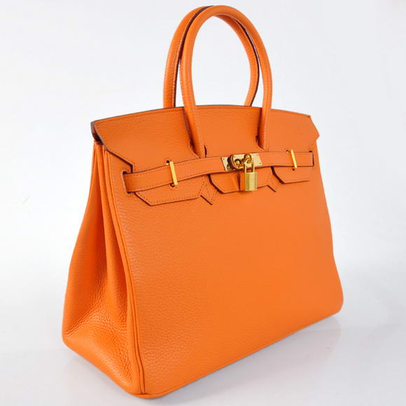 Hermes Birkin 35CM Tote Bags Togo Leather Orange Golden