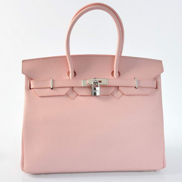 Hermes Birkin 35CM Tote Bags Togo Leather Pink Silver