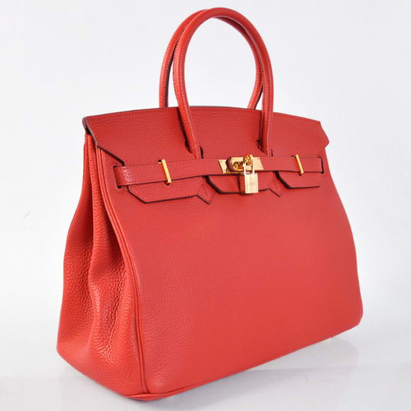 Hermes Birkin 35CM Tote Bags Togo Leather Red Golden