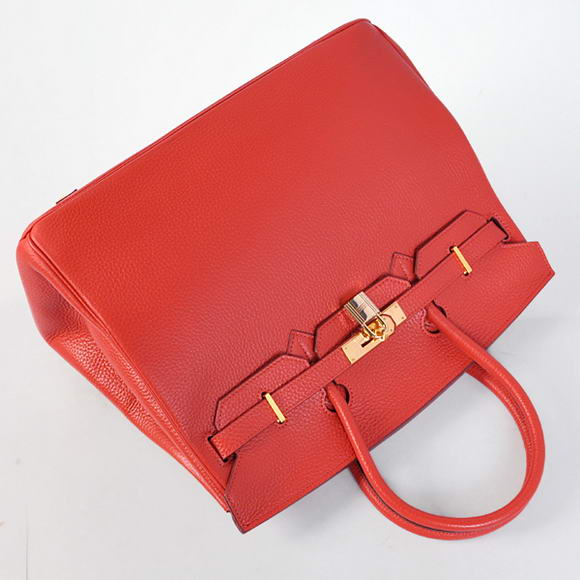 Hermes Birkin 35CM Tote Bags Togo Leather Red Golden