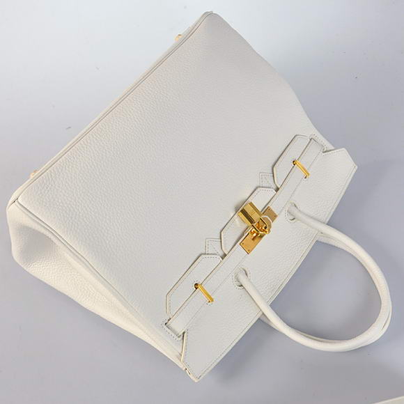 Hermes Birkin 35CM Tote Bags Togo Leather White Golden