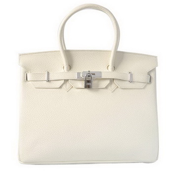 Hermes Birkin 35CM Tote Bags Togo Leather White Silver