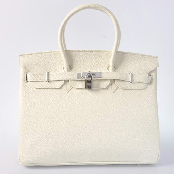 Hermes Birkin 35CM Tote Bags Togo Leather White Silver