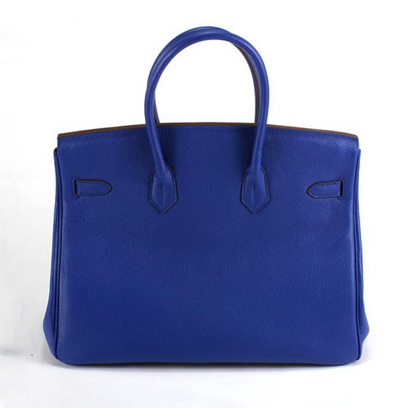 Hermes Birkin 35CM Smooth Leather Handbag 6089 Dark Blue Golden