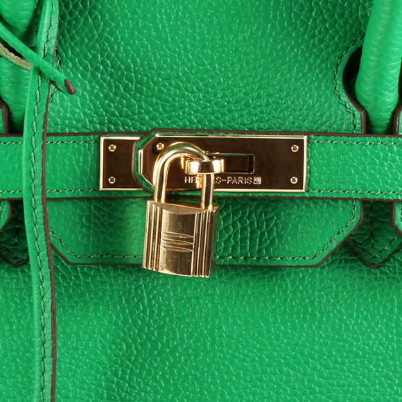 Hermes Birkin 35CM Smooth Leather Handbag 6089 Dark Green Golden