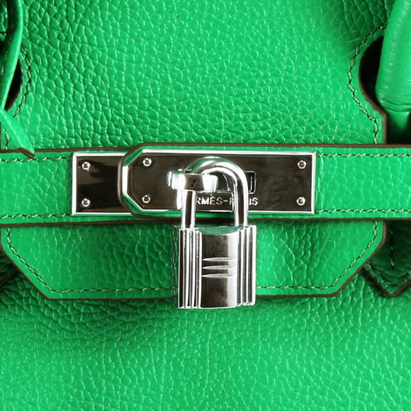 Hermes Birkin 35CM Smooth Leather Handbag 6089 Dark Green Silver