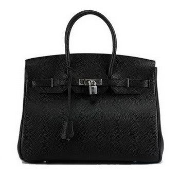 Hermes Birkin 35CM Togo Leather Handbag 6089 Black Silver