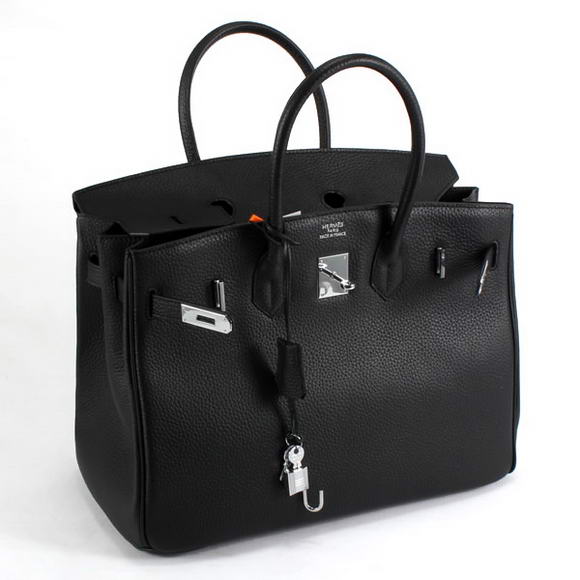 Hermes Birkin 35CM Togo Leather Handbag 6089 Black Silver