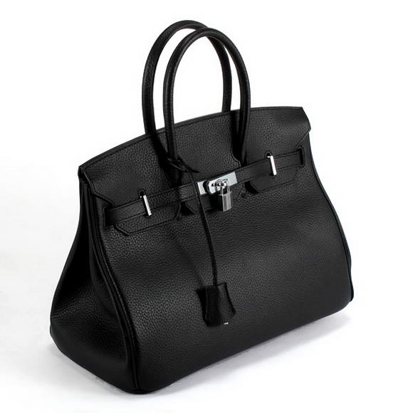 Hermes Birkin 35CM Togo Leather Handbag 6089 Black Silver