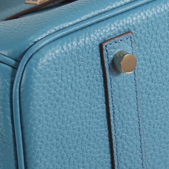 Hermes Birkin 35CM Togo Leather Handbag 6089 Blue Golden