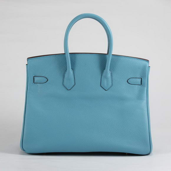 Hermes Birkin 35CM Togo Leather Handbag 6089 Light Blue Golden