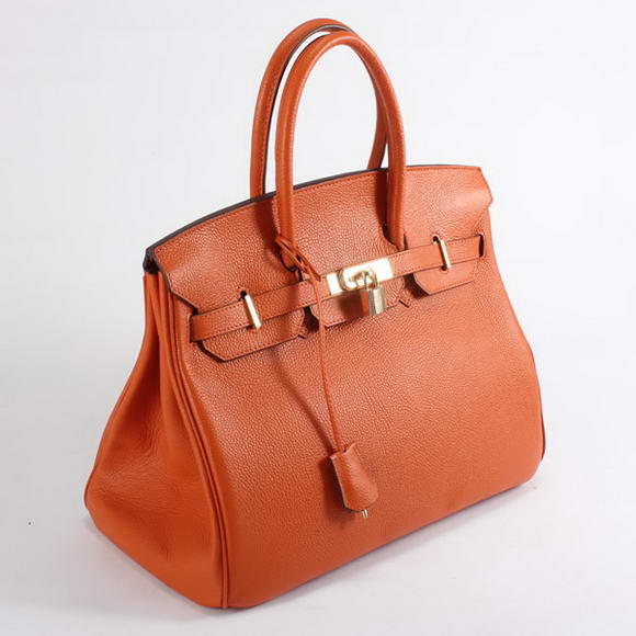 Hermes Birkin 35CM Togo Leather Handbag 6089 Orange Golden