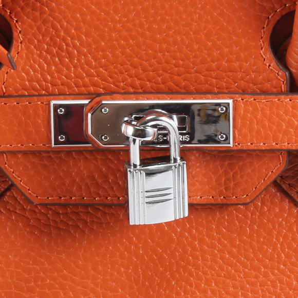 Hermes Birkin 35CM Togo Leather Handbag 6089 Orange Silver