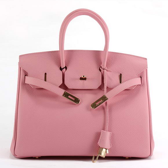 Hermes Birkin 35CM Togo Leather Handbag 6089 Pink Golden