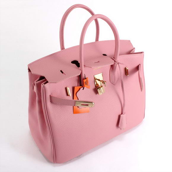 Hermes Birkin 35CM Togo Leather Handbag 6089 Pink Golden