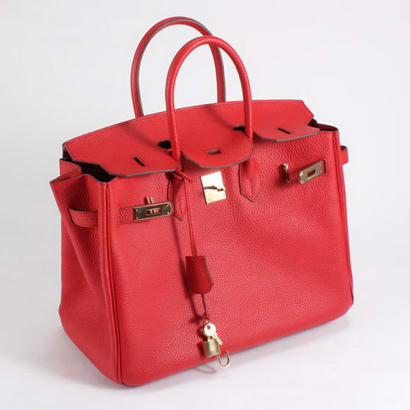 Hermes Birkin 35CM Togo Leather Handbag 6089 Red Golden