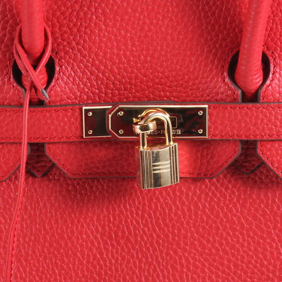 Hermes Birkin 35CM Togo Leather Handbag 6089 Red Golden