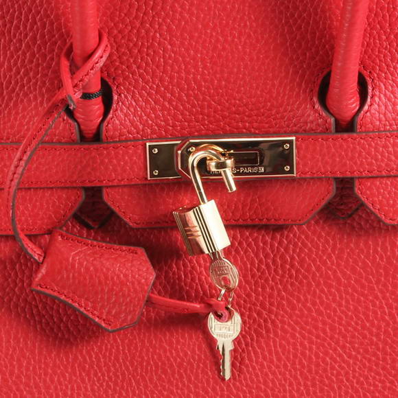 Hermes Birkin 35CM Togo Leather Handbag 6089 Red Golden