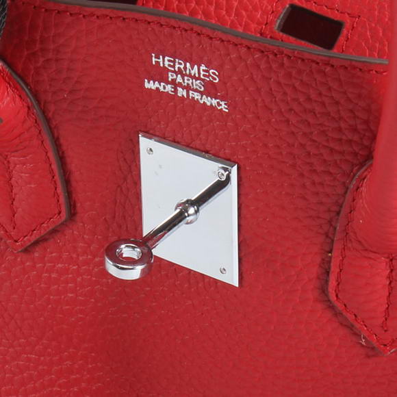 Hermes Birkin 35CM Togo Leather Handbag 6089 Red Silver