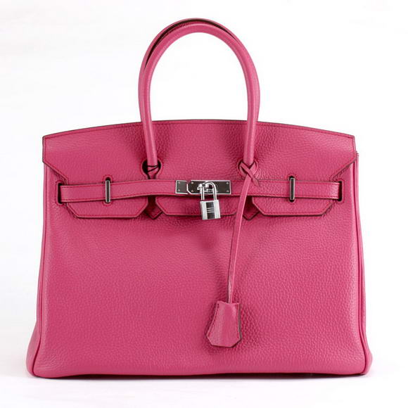 Hermes Birkin 35CM Togo Leather Handbag 6089 Rose Silver