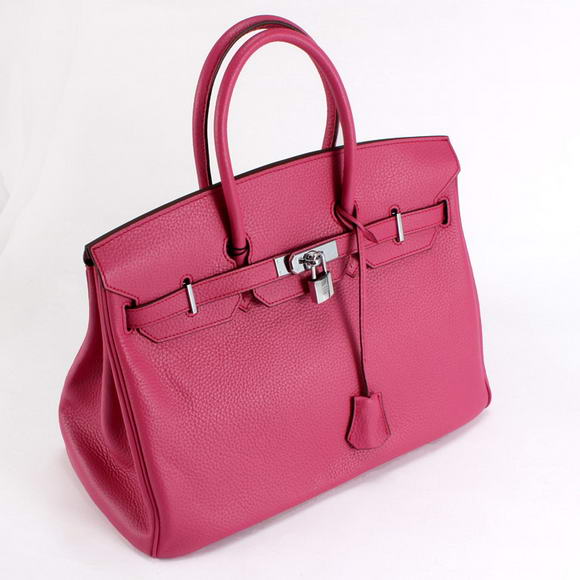 Hermes Birkin 35CM Togo Leather Handbag 6089 Rose Silver