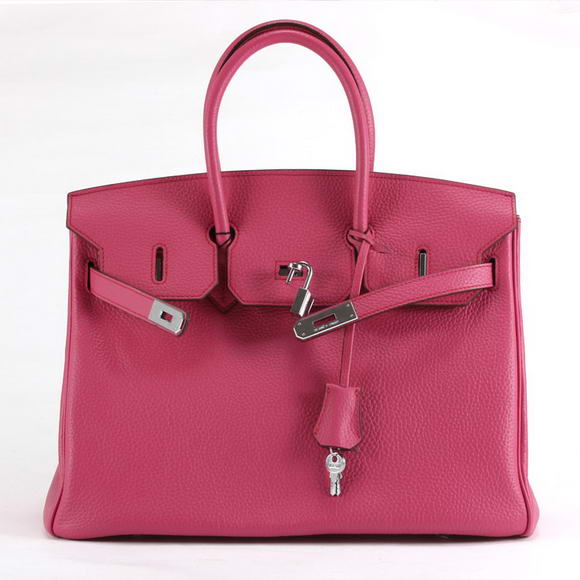 Hermes Birkin 35CM Togo Leather Handbag 6089 Rose Silver