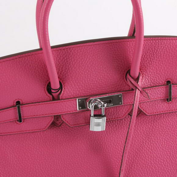 Hermes Birkin 35CM Togo Leather Handbag 6089 Rose Silver