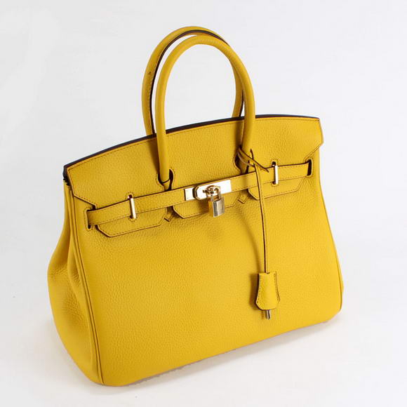 Hermes Birkin 35CM Togo Leather Handbag 6089 Yellow Golden