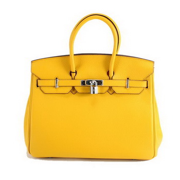 Hermes Birkin 35CM Togo Leather Handbag 6089 Yellow Silver