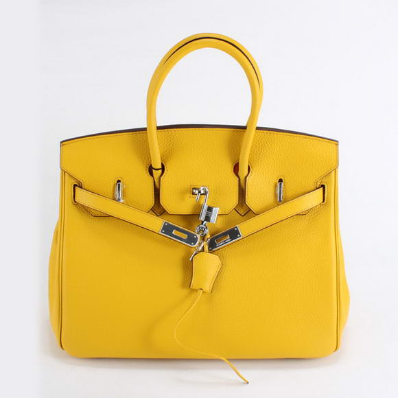 Hermes Birkin 35CM Togo Leather Handbag 6089 Yellow Silver